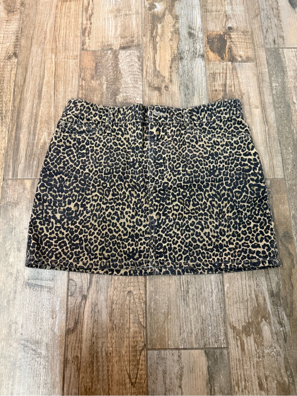 Mango Leopard Print Mini Skirt - Black and Tan